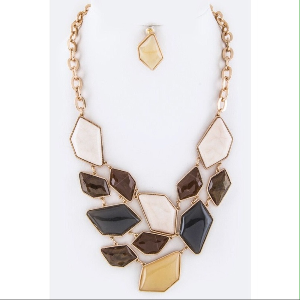 Earth Colors Statement Necklace Set